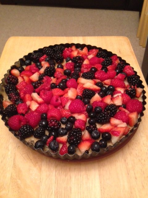 fruit tart with caramel almond filling