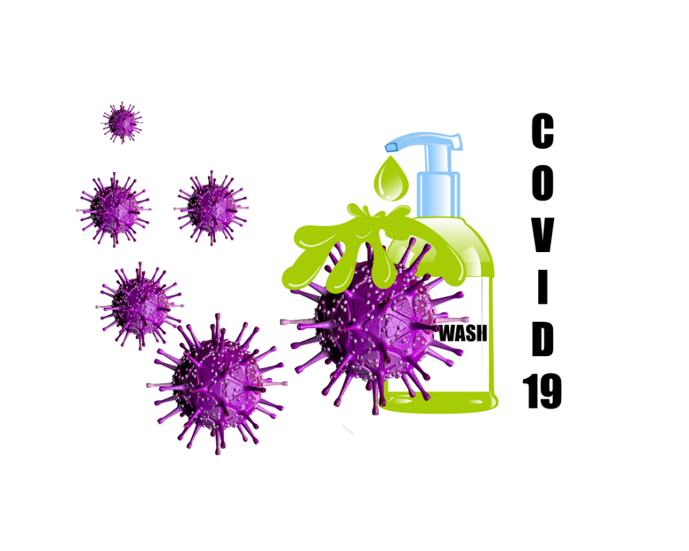 covid 19 with handwash illustration