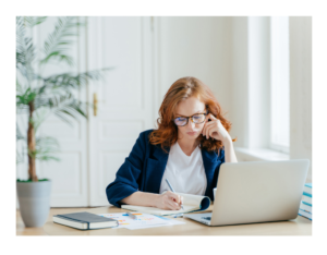 woman at neat tidy desk