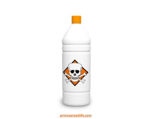 toxic cleaning bottle with skull and crossbones