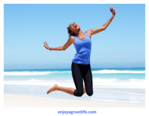 woman jumping for joy